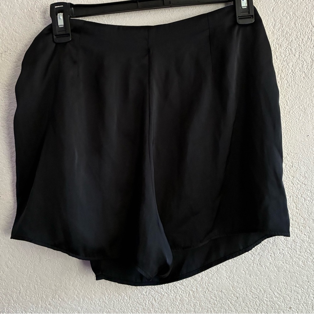 Zara Satin Black Self Tied Wrap Mini Skort M - Picture 7 of 14